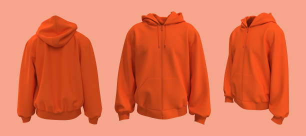 istock Blank hooded sweatshirt  mockup with zipper in front, side and back views 1354547940
