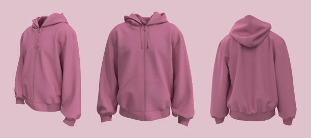 istock Blank hooded sweatshirt  mockup with zipper in front, side and back views 1354548085