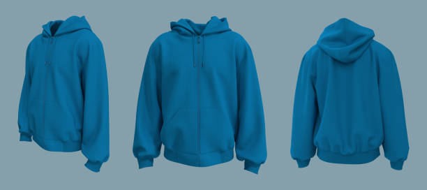 istock Blank hooded sweatshirt  mockup with zipper in front, side and back views 1354548249