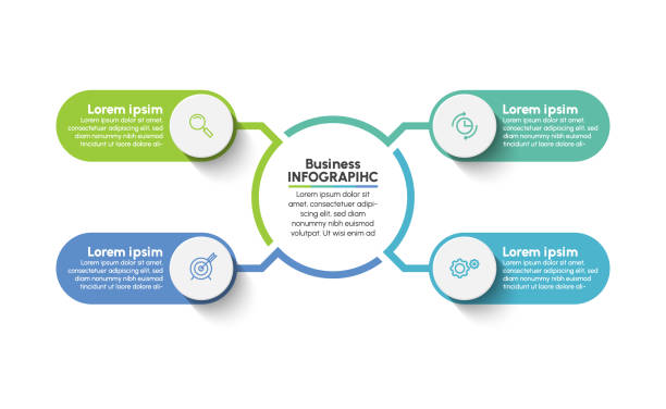 Business circle. timeline infographic icons designed for abstract background template Business circle. timeline infographic icons designed for abstract background template milestone element modern diagram process technology digital marketing data presentation chart Vector number 4 stock illustrations