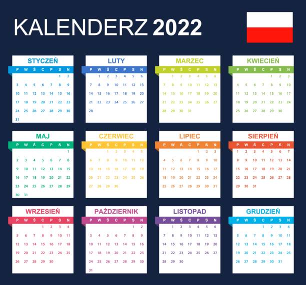 istock Polish Calendar for 2022. Scheduler, agenda or diary template. Week starts on Monday 1354555076