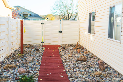 Western USA Living Domestic Yard Side Yard Residential Fenced Walkway Matching 4K Video Available (Photos professionally retouched - Lightroom / Photoshop - downsampled as needed for clarity and select focus used for dramatic effect)