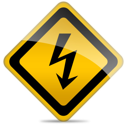 High voltage sign on white background