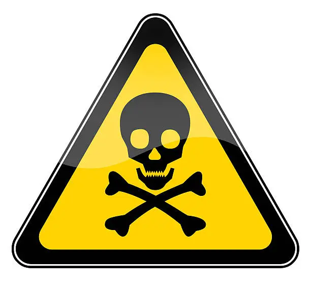 Photo of Skull danger sign in yellow triangle