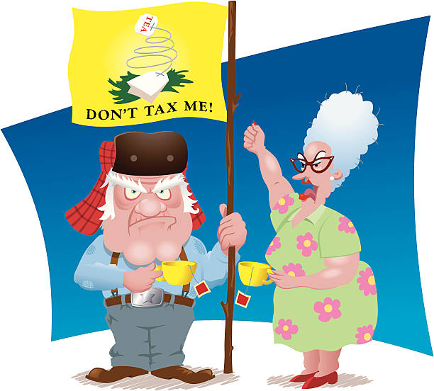 illustrazioni stock, clip art, cartoni animati e icone di tendenza di tè partiers - libertarian
