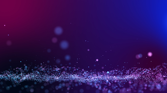 Pink purple blue dust particles abstract background flickering particles with bokeh effect.