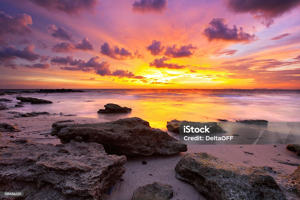 Tropical colorful sunset. Tropical colorful sunset. Thailand Asia Stock Photo