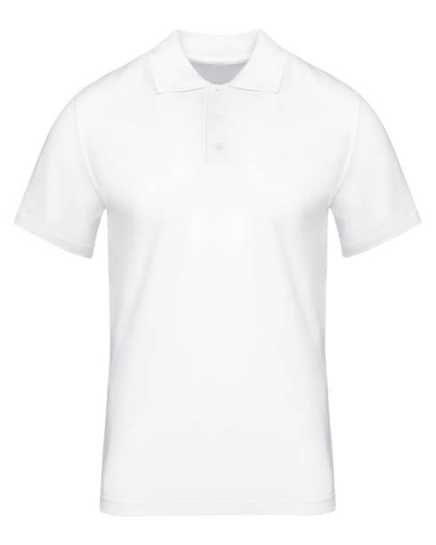 istock White polo shirt mockup front used as design template. Tee Shirt blank isolated on white 1354563943