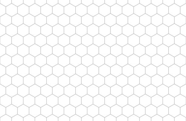 ilustraciones, imágenes clip art, dibujos animados e iconos de stock de patrón sin costuras geométrico hexagonal. cuadrícula de fondo vectorial con trazos editables - hexagon