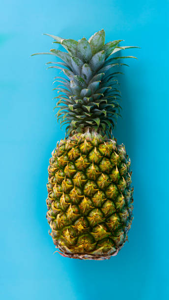 istock fresh pineapple tropical fruits on blue background 1354565743