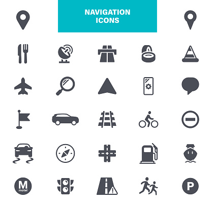 Navigation Icon Set. GPS, Marker, Tracking location, Application