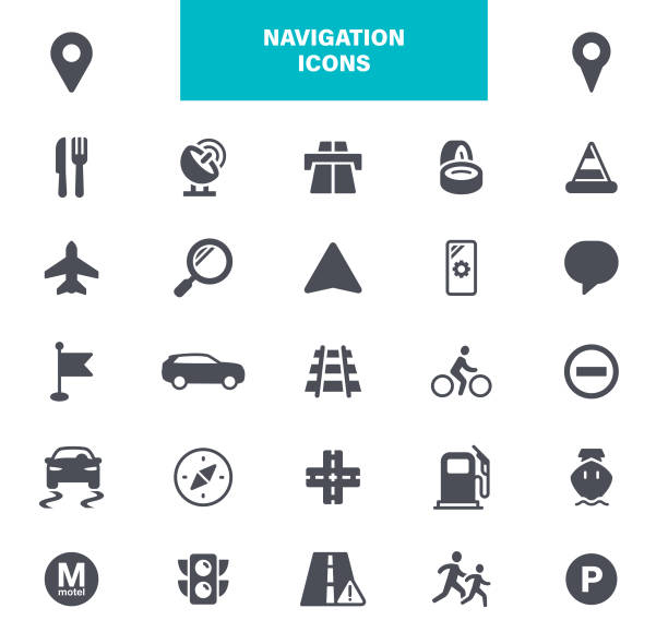 Navigation Icons. Set contains such icons as Map, path, location vector art illustration