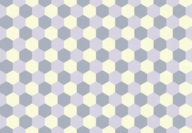 Vector illustration of Abstract geometric seamless mosaic pattern with white and gray hexagons. Vector background