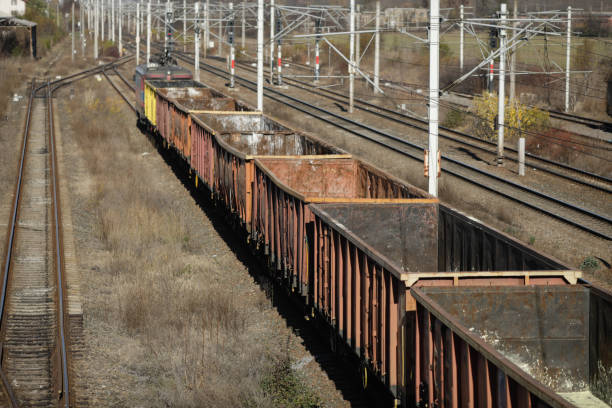 istock Empty old freight train wagons and in a station. 1354565872