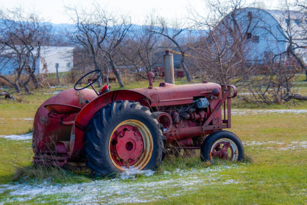 istock Very old tractor in a farm 1354566723