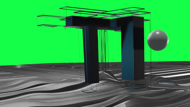 animation of clean futuristic alien sci fi fantasy landscape - 3d rendering on green screen