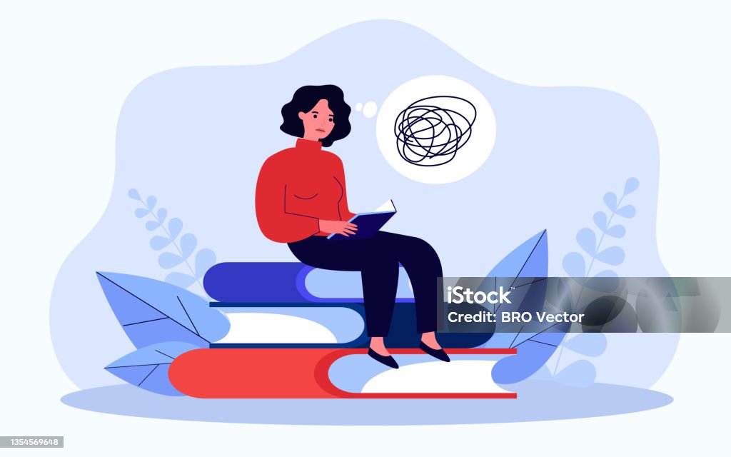 Not Understanding Reading Student Reading Difficult Book Without Understanding Information Stock ...
