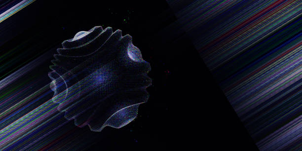istock Abstract  background with sphere from dots and color lines on dark. Business, technology and science futuristic concept. 1354570505