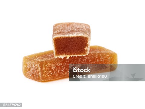 istock Fruit jelly bars, orange and apricot flavor, isolated on white 1354574262