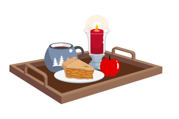 ilustraciones, imágenes clip art, dibujos animados e iconos de stock de bandeja vela tarta - tart dessert tray bakery