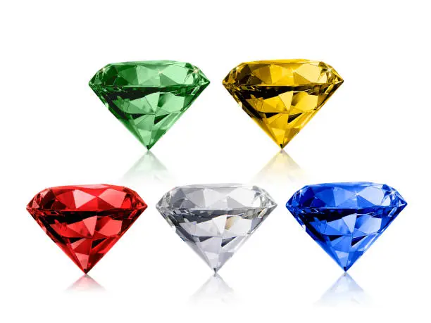 Photo of Group dazzling diamond on white background