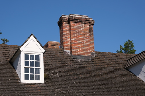 Vintage buildings displaying their chimneys
