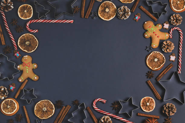 istock Christmas food border background. 1354577443