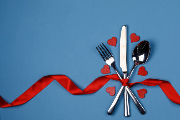 istock Cutlery set for Valentine day dinner 1354577444