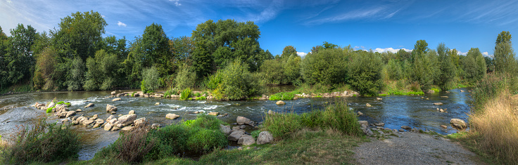 Whitewater section of the Nidda in a local recreation area in Frankfurt am Main