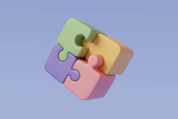 istock 3D Vector Illustration of Colorful jigsaw puzzle cube, strategy jigsaw business and education 1354578590