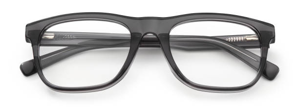 istock top view glasses isolated on white background, black plastic glossy male spectacle 1354578597