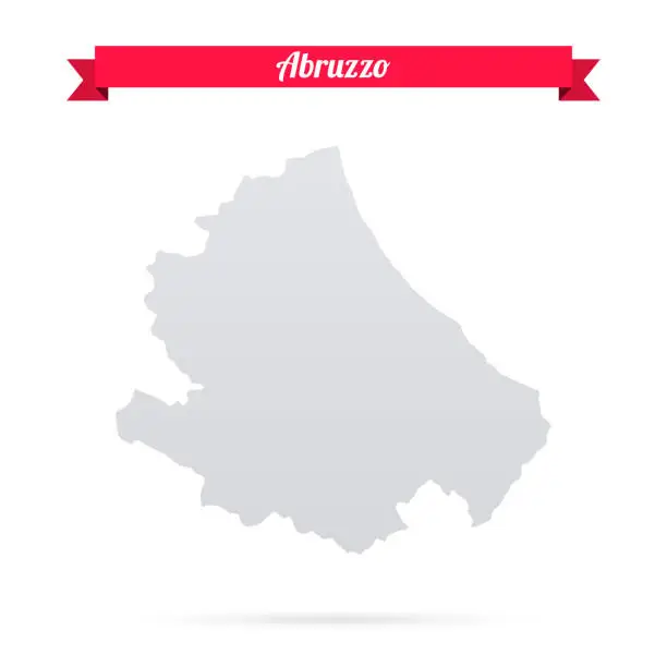 Vector illustration of Abruzzo map on white background with red banner