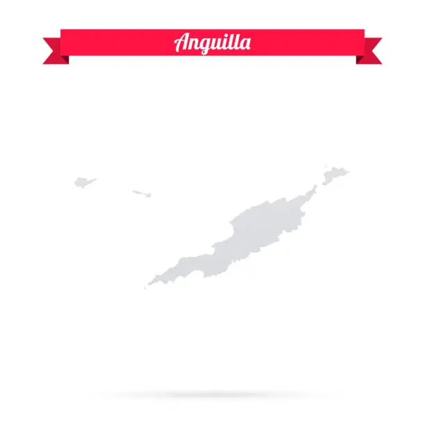 Vector illustration of Anguilla map on white background with red banner