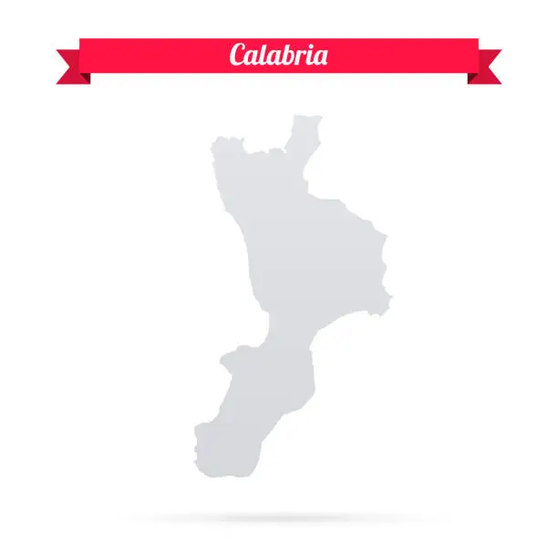 Vector illustration of Calabria map on white background with red banner