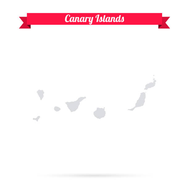 stockillustraties, clipart, cartoons en iconen met canary islands map on white background with red banner - gran canaria