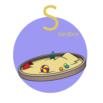 Vector illustration of Sandbox  with alphabet letter S Upper case or capital letter for children learning practice ABC