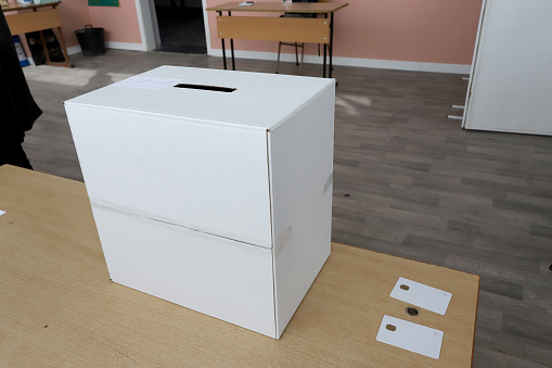 Sealed ballot box in the polling station on election day
