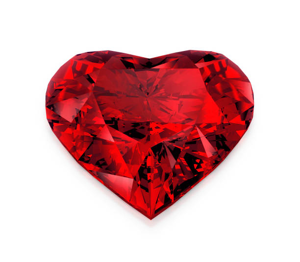 istock Red heart shaped diamond, isolated on white background. 3D render 1354588505