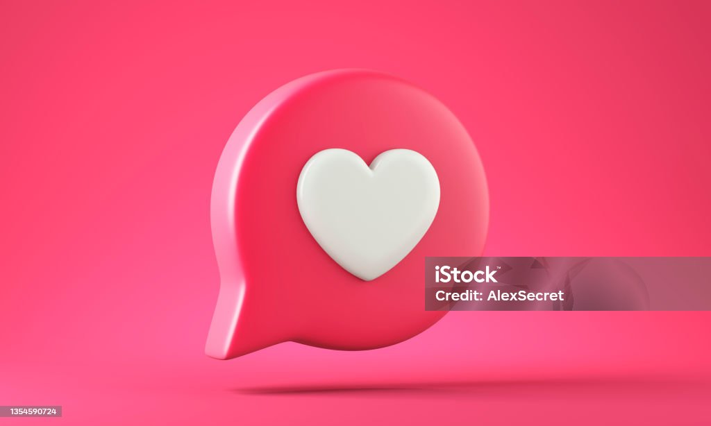 Like heart icon on pink background 3d illustration Three Dimensional Stock Photo
