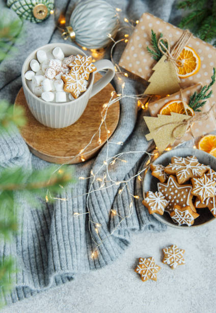 istock Hot chocolate with marshmallows, warm cozy Christmas drink 1354606459