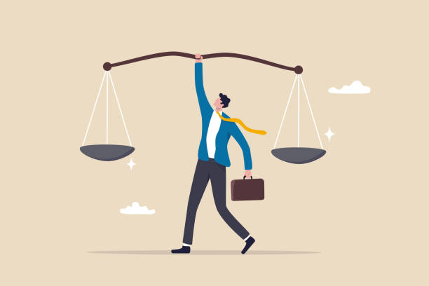 Principles and business ethic to do right things, social responsibility or integrity to earn trust, balance and justice for leadership concept, confident businessman leader lift balance ethical scale. Principles and business ethic to do right things, social responsibility or integrity to earn trust, balance and justice for leadership concept, confident businessman leader lift balance ethical scale. legal ethics stock illustrations