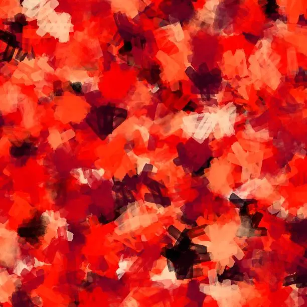 Multicoloured abstract backgound with different typer of brush strokes. Orange and red shades