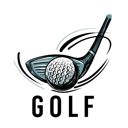 Golf logo. Golf putter and ball. Vector illustration