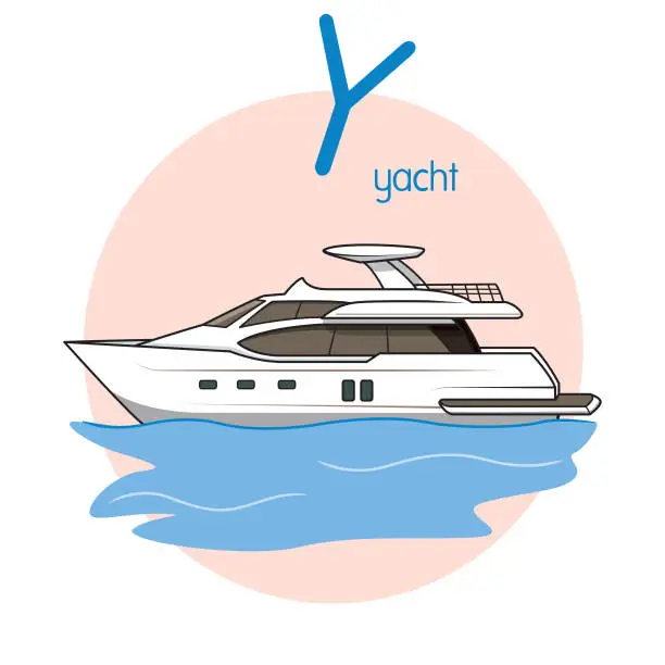 Vector illustration of Vector illustration of Yacht with alphabet letter Y Upper case or capital letter for children learning practice ABC