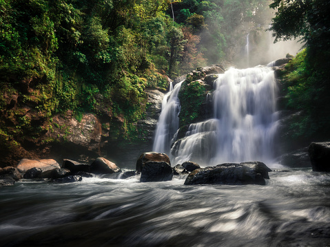 The Nauyaca waterfalls located deep in the tropical rainforest in southern Costa Rica near Costa Ballena, Uvita and Manuel Antonio.