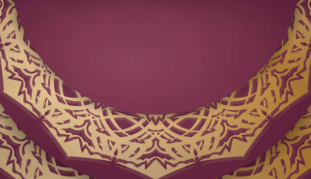 istock Burgundy background with luxurious gold ornaments and space for your text 1354667137