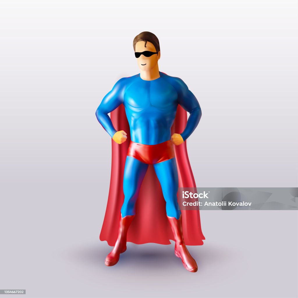 Siêu Anh Hùng Hình Minh Họa Vector Superman Trong Bộ Quần Áo Màu ...