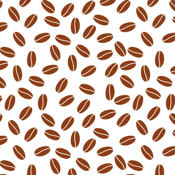 ilustraciones, imágenes clip art, dibujos animados e iconos de stock de patrón de grano de café sin costuras en fondo blanco. - menu bean brown caffeine