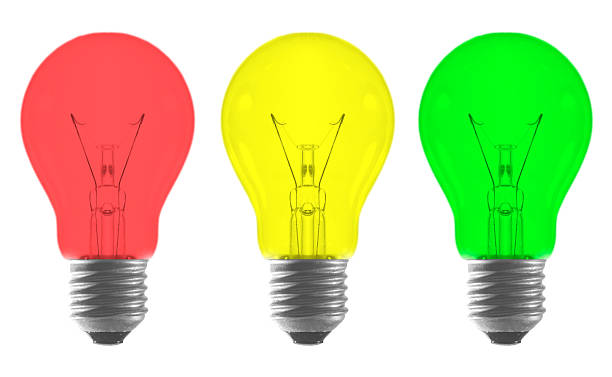 istock Red yellow green color  traffic  light bulb  isolated 135467476