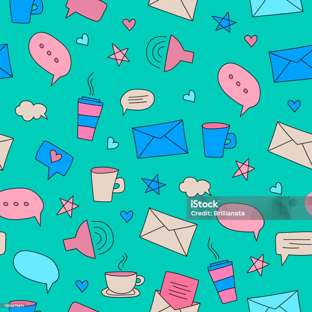 Chat/text Pattern Vector Seamless Pattern With Handdrawn Speech Bubbles And Letters Chat ...